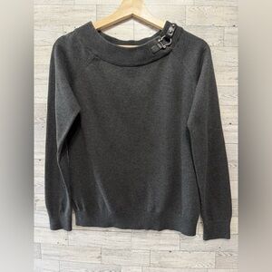 Ralph Lauren Charcoal Gray Sweater with Buckle Detail
